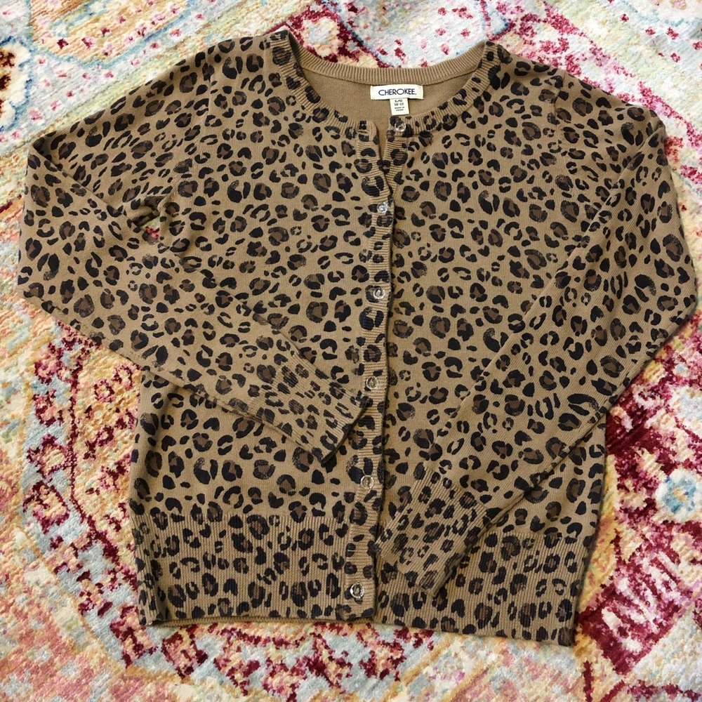 Cheetah print cardigan sweater